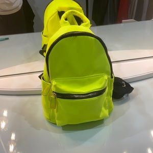 Neon yellow mini book bag
